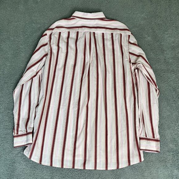 Gap Button Up Shirt Mens XL Striped Pink & Red Classic Cotton Long Sleeve Preppy - Picture 7 of 8